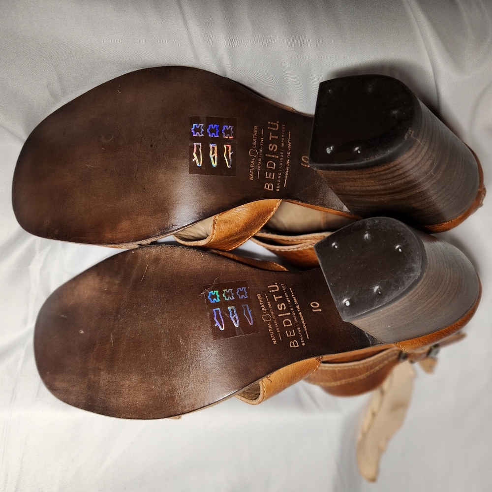 Bed Stu Ida F386012 Womens Brown Leather Hook & Loop Heeled Sandals Shoes -NWT - Picture 6 of 10